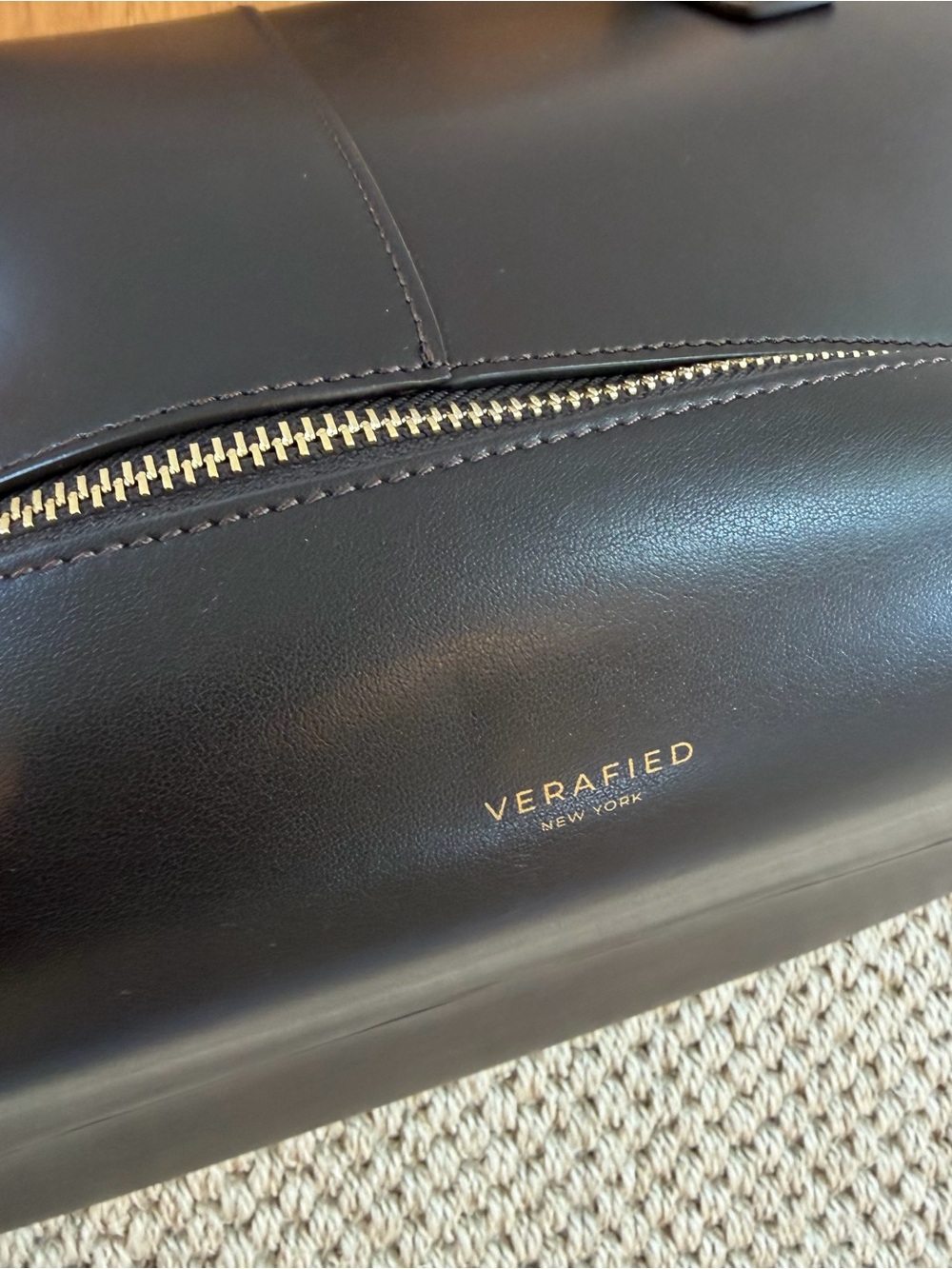 Verafied Club large Leather Tote in Dark Brown - Picture 12 of 12